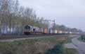 ShortLines PB02 + ECT container train 60127 (Rotterdam Maasvlakte, NL - Blerick, NL) at Willemsdorp (NL), 9 April 2002