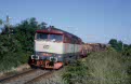 CD 751 104 accelerates with local freight train 84151 (Okrisky, CZ - Znojmo, CZ) out of Sumna (CZ) on 15 June 2002
