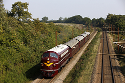DSB Jernbanemuseet MY 1101 works a special passenger train from Odense (DK) to Tommerup (DK) just west of Odense on 6 September 2014.