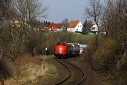 Erfurter Bahnservice MY 1131 enters the s-curve at Dankmarshausen with photo train 69464 (Gerstungen - Heimboldshausen) on 27 February 2016.