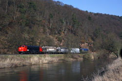 Erfurter Bahnservice MY 1131 runs alongside the Werra River at Harnrode with photo train 69464 (Gerstungen - Heimboldshausen) on 27 February 2016.