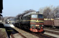 UZ 2M62-0749 + 6 Dzherelo coaches as extra passenger train from Kiev (UA) to Dolyna (UA) at Dolyna (UA) on 17 April 2005.