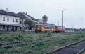 MAV Bzmot 379 + 1 trailer coach arrives in Salonta (RO) as international passenger train 37660 (Bekescsaba, H - Salonta, RO) on 11 June 2002