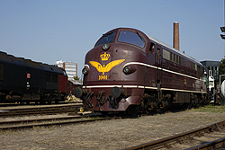 DSB Jernbanemuseet MX 1001 and DB MZ 1456 at Odense DSB Jernbanemuseet on 6 September 2014.