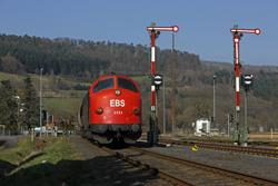 Erfurter Bahnservice MY 1131 arrives at Heimboldshausen with photo train 69464 from Gerstungen on 27 February 2016.