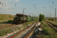 Galabovo mine loco 128 pushes a coal train from the mine to the stock pile at Galabovo mine (BG), 29 June 2005.